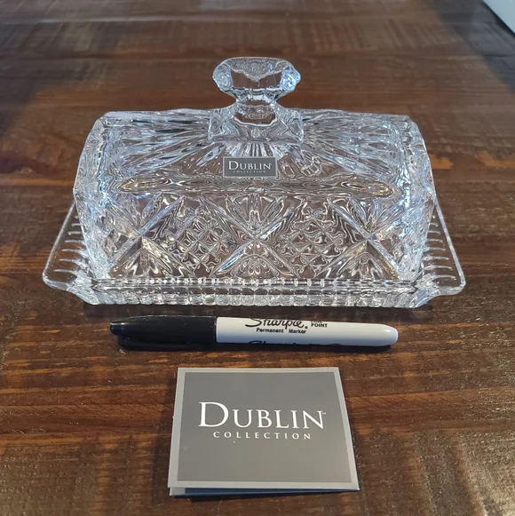 Butter Dish with Lid, Dublin Crystal Collection, 8", Clear NEW With BOX Vintage - Picture 7 of 7